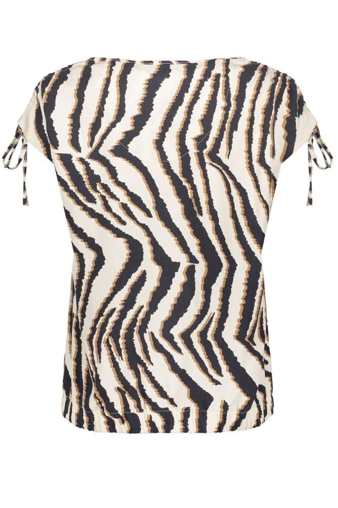 TOP MET RIJGDETAIL EN ZEBRAPRINT 53487 20 000720 SAND/BLACK